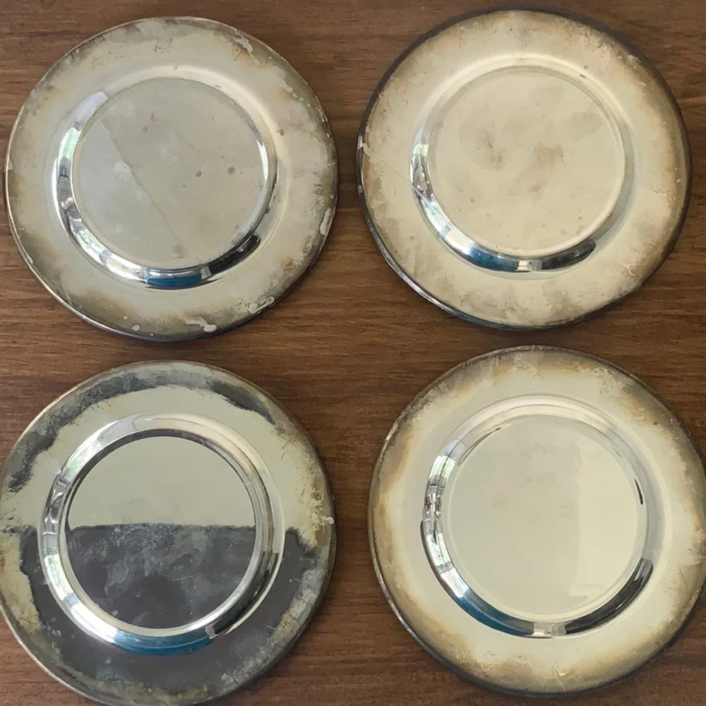 Set of 4 Godinger Silver-Plated Grapevine Wine Coasters (5in) [b]